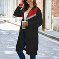 Load image into Gallery viewer, Red stripe, zip up long hoodie