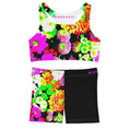 Load image into Gallery viewer, Neon Flowers, Shorts and Sports Bra Full Set