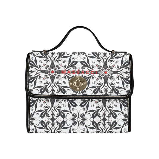 Charcoal and Lace, canvas purse