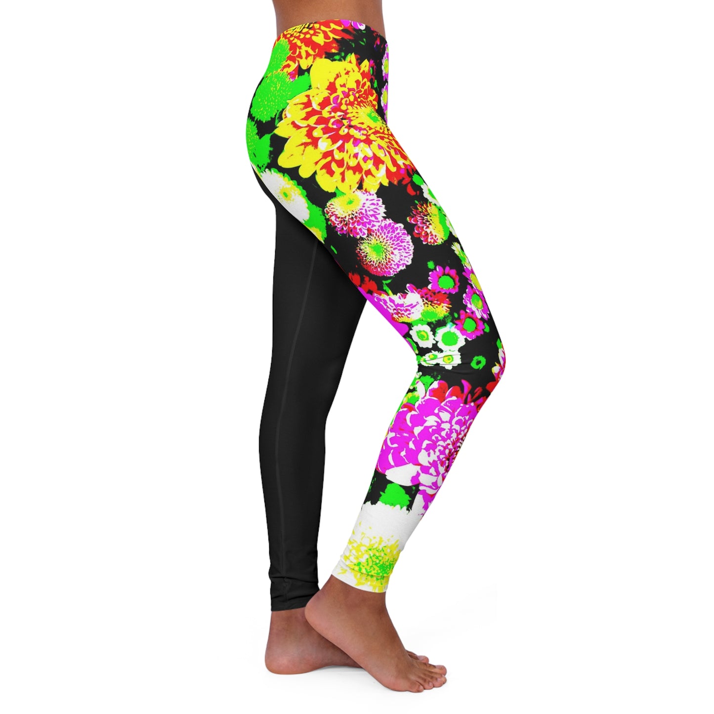 Neon Flowers, Premium Spandex Leggings