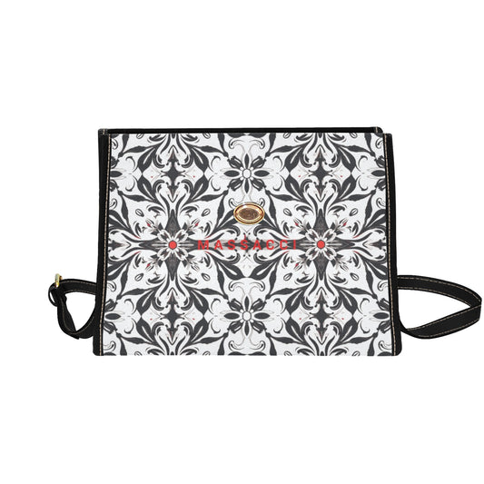 Charcoal and Lace, canvas purse