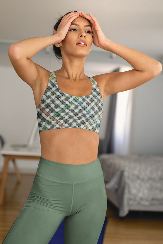 Hounds Plaid, Seamless Sports Bra