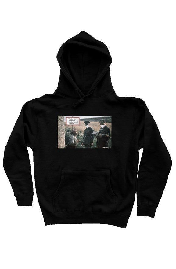 Says Here You Didn't Receive Your Booster Shot, heavyweight pullover hoodie One Sided