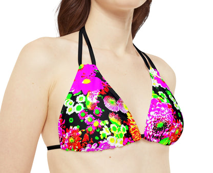 Neon Flowers, Strap Bikini Set